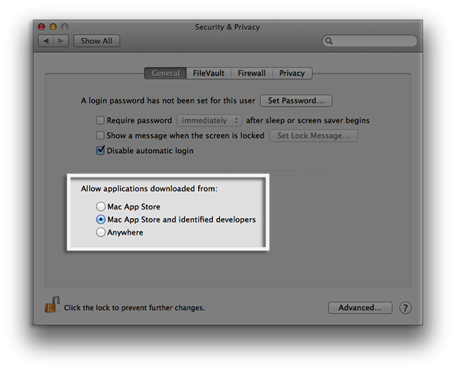 Change Security For App Mac